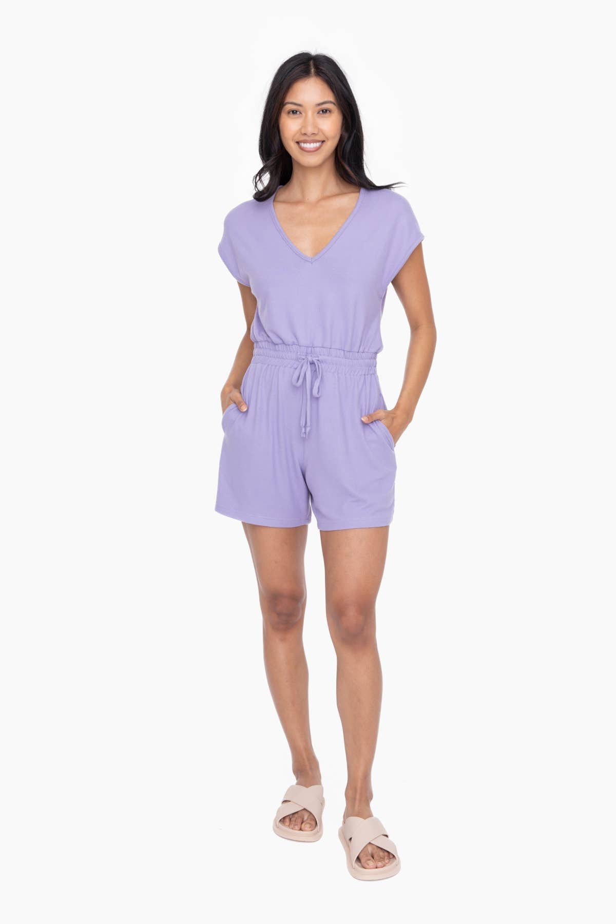Brushed Hacci V-Neck Romper