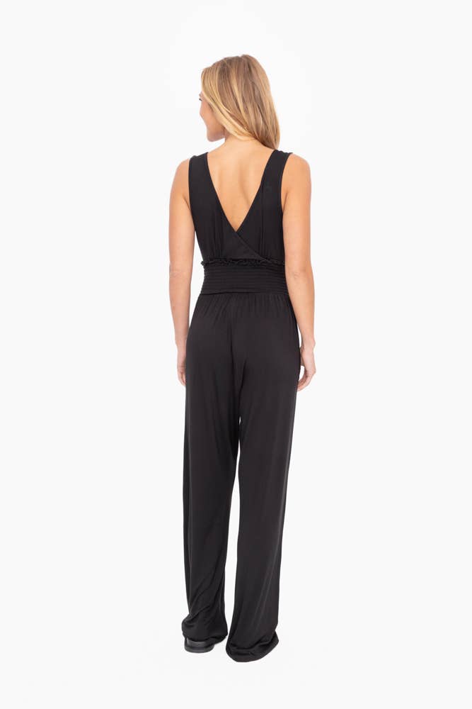 Wide Leg Smocked Waist Jumpsuit