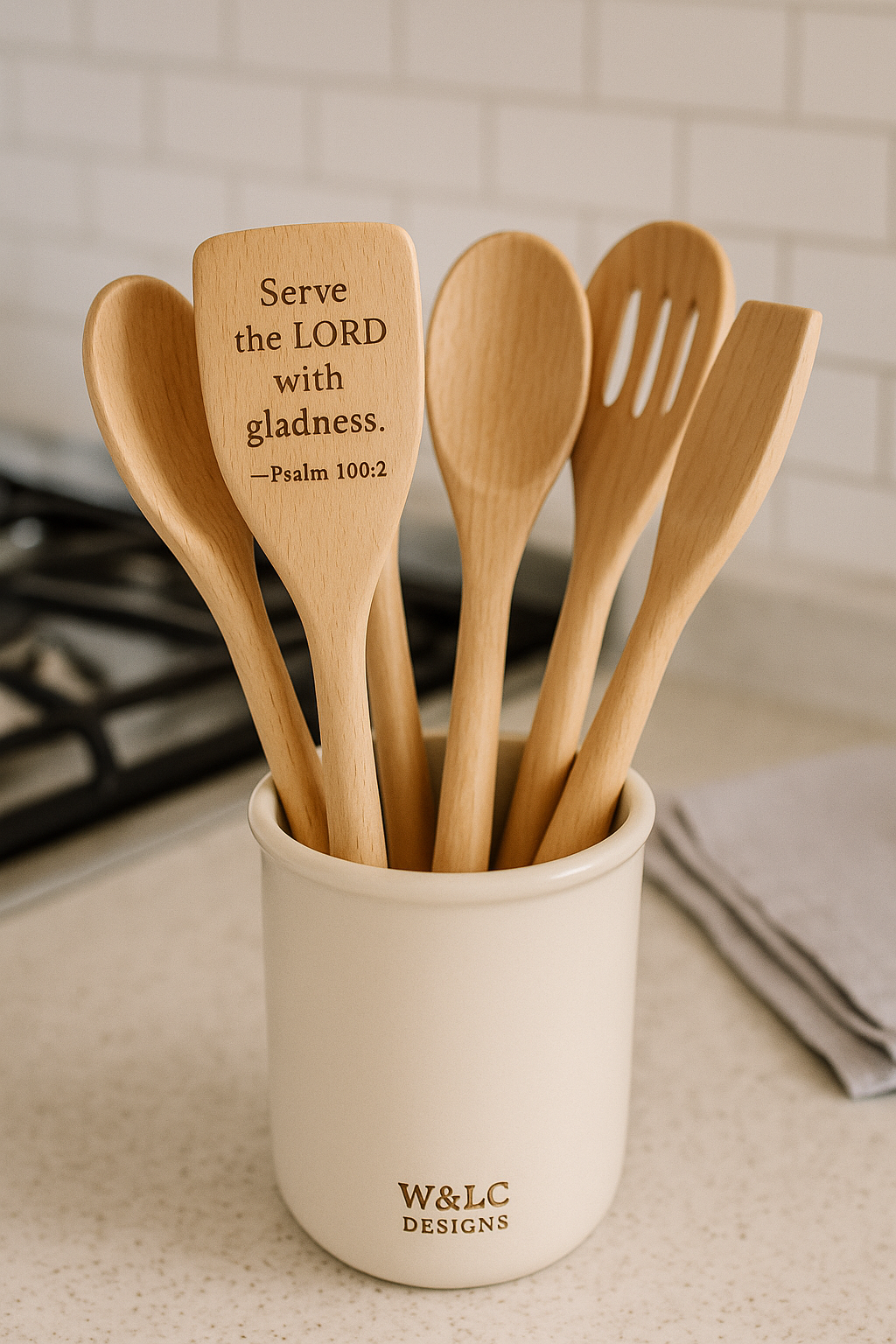 Engraved Scripture Wooden Spoon – Psalm 34:8 | W&LC Word & Wood Collection