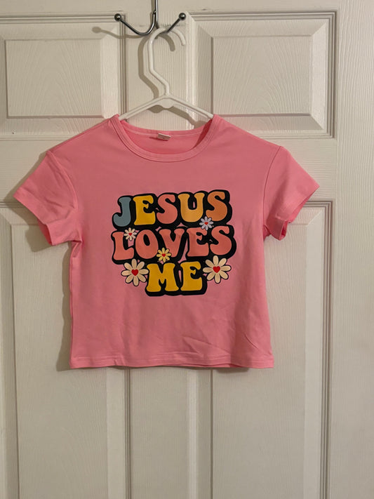 Kid T-Shirt (Jesus Loves Me) Pink - Size 6y