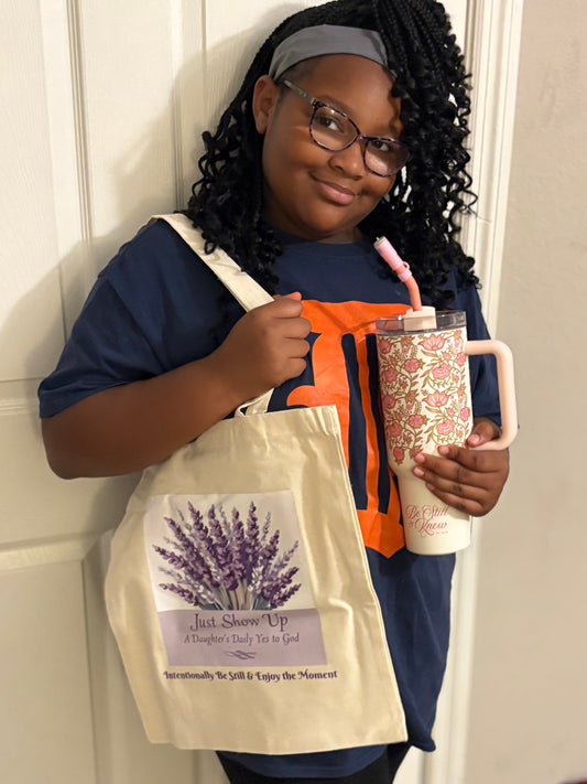 "Be Still" 4610 Original - Just Show Up Tote Bag