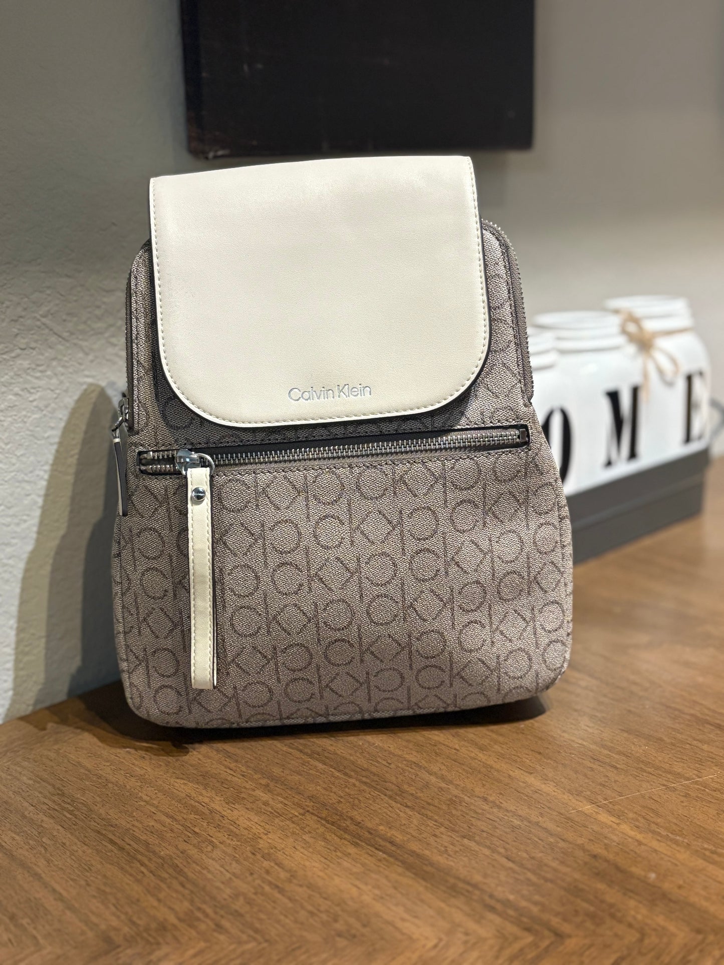 Backpack by Calvin Klein - Almond Taupe/White