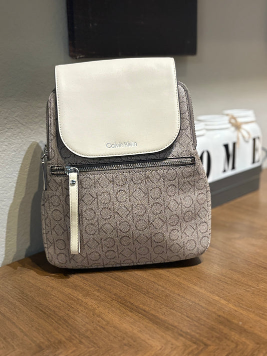 Backpack by Calvin Klein - Almond Taupe/White