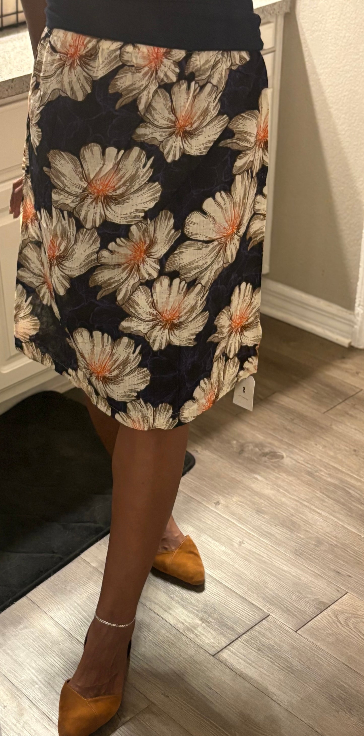 FLORAL FLOWER PRINT RUMPER/SKIRT WITH BELT