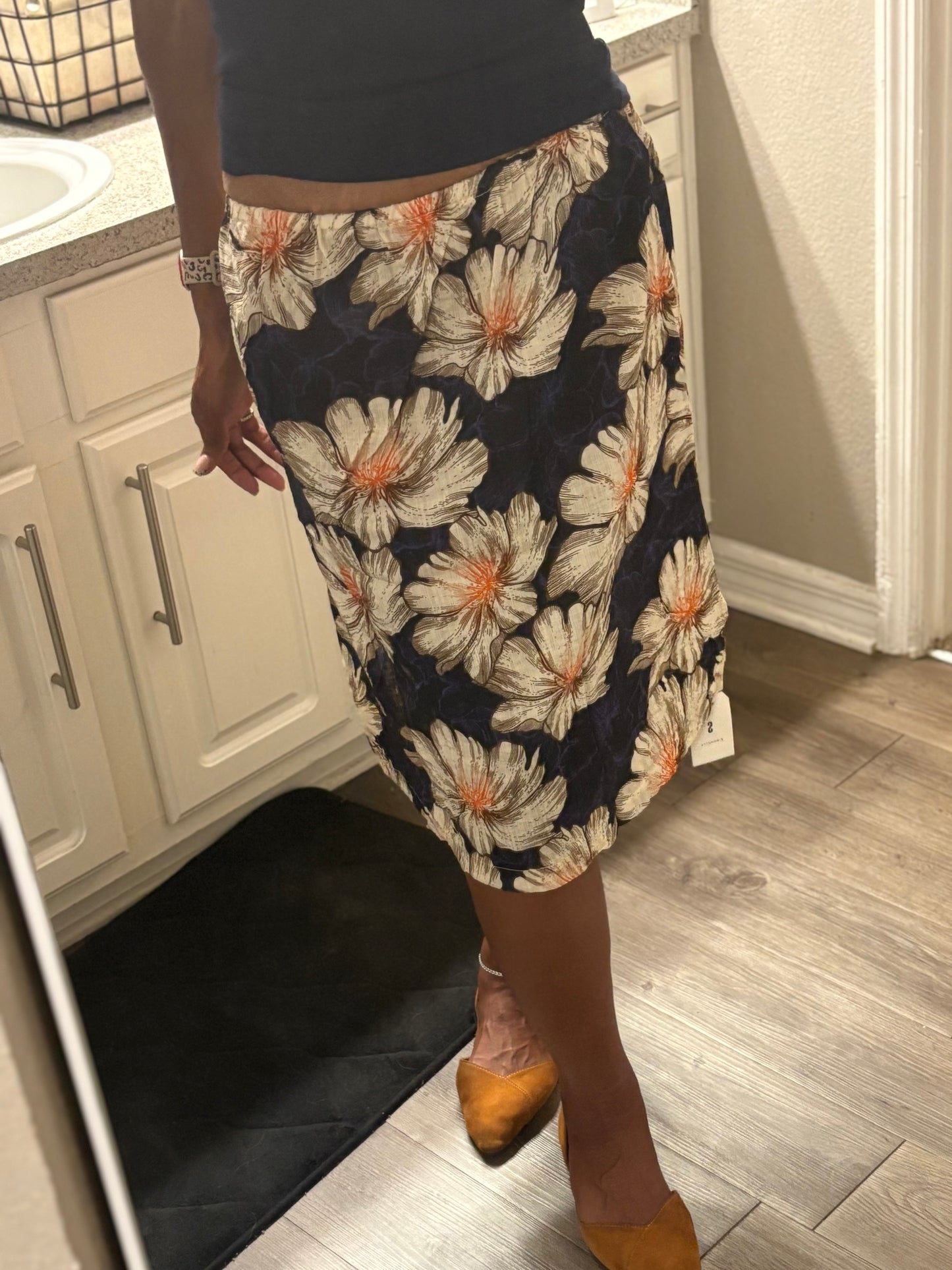 FLORAL FLOWER PRINT RUMPER/SKIRT WITH BELT