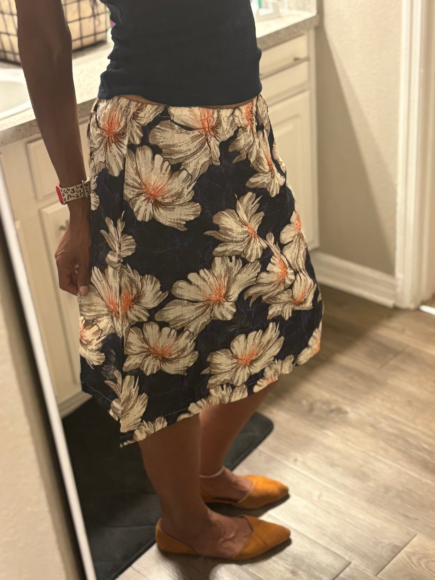 FLORAL FLOWER PRINT RUMPER/SKIRT WITH BELT