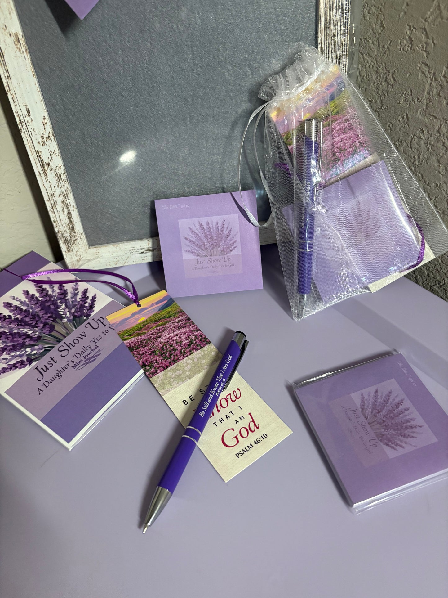 🌸"Be Still" Pen, Bookmark & Scripture Sticky Notes – Daily Reminders of His Word