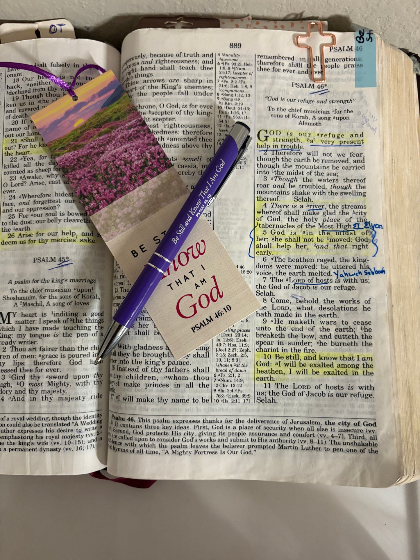 🌸"Be Still" Pen, Bookmark & Scripture Sticky Notes – Daily Reminders of His Word