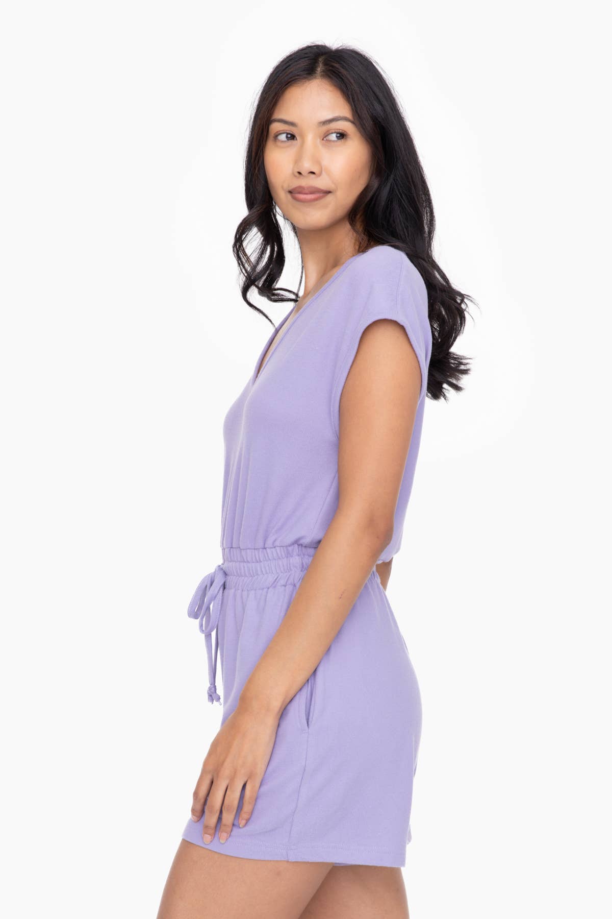 Brushed Hacci V-Neck Romper