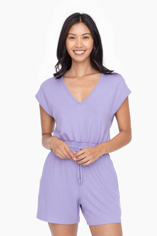 Brushed Hacci V-Neck Romper
